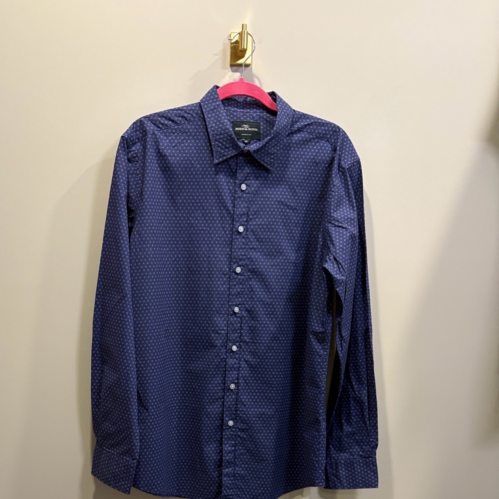 Rodd & Gunn Dark Blue Polka Dot Shirt